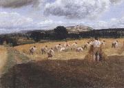 George Robert Lewis Dynedor Hill,Herefordshire,Harvest field with reapers (mk47) Spain oil painting artist